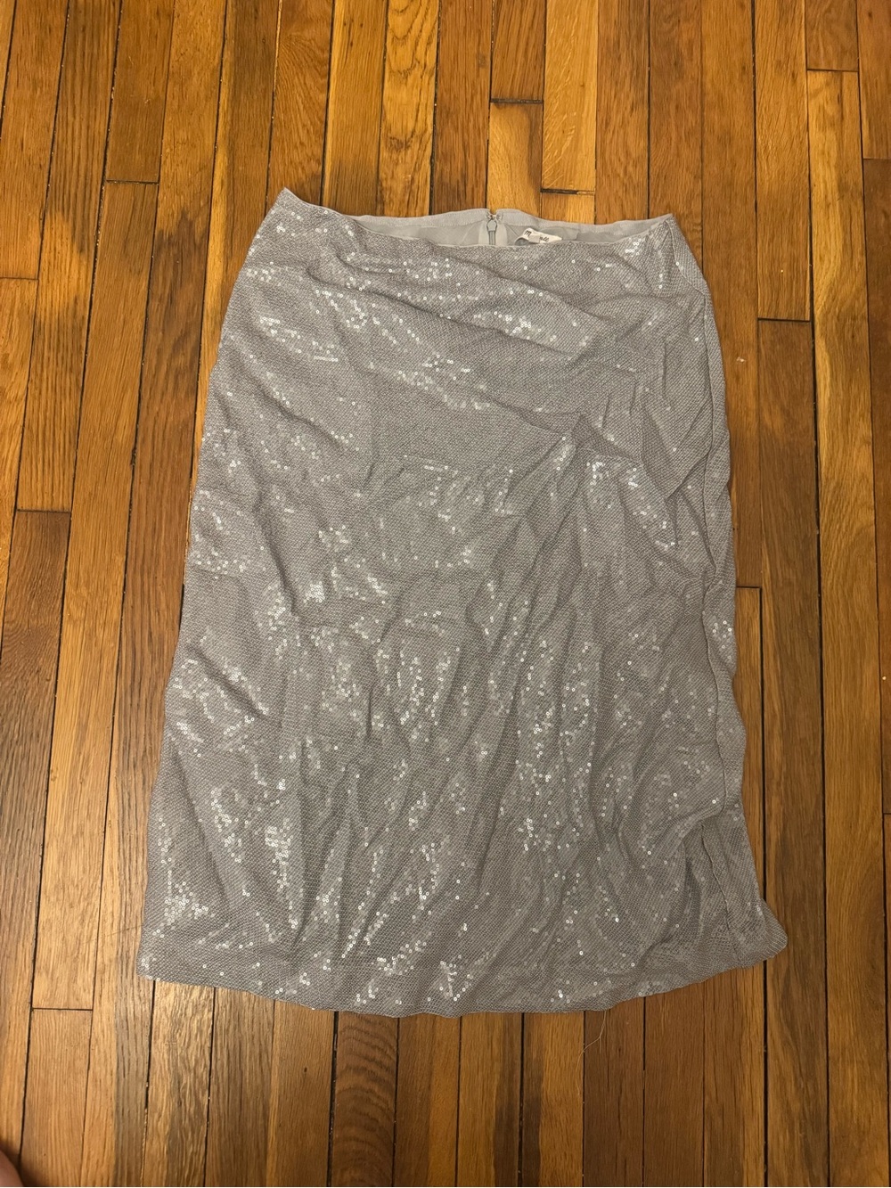 Madewell Silver Sequin Pencil Skirt